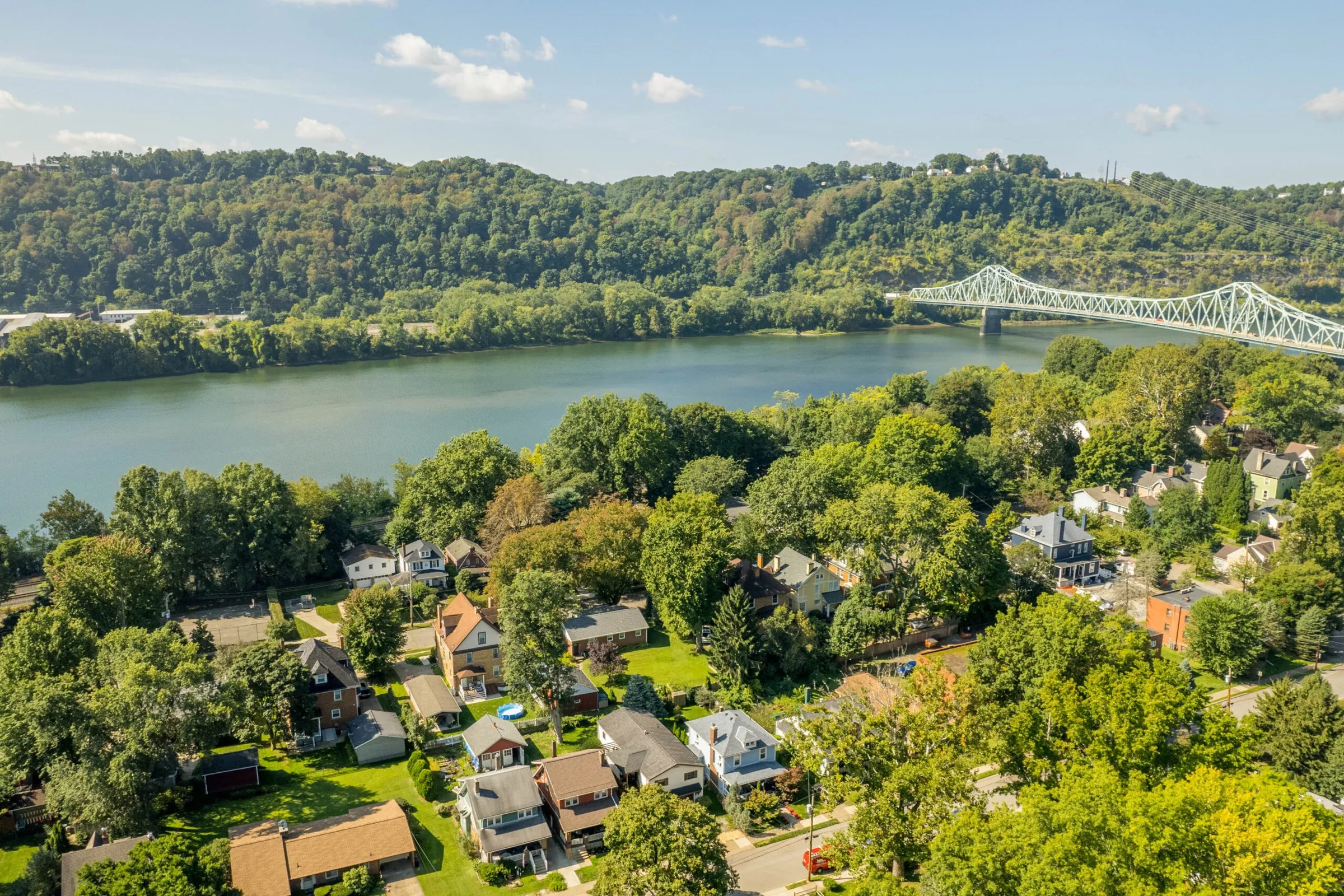 Aerial view of Sewickley and the Ohio River
